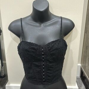 Black PacSun Lace Trim Mesh Corset